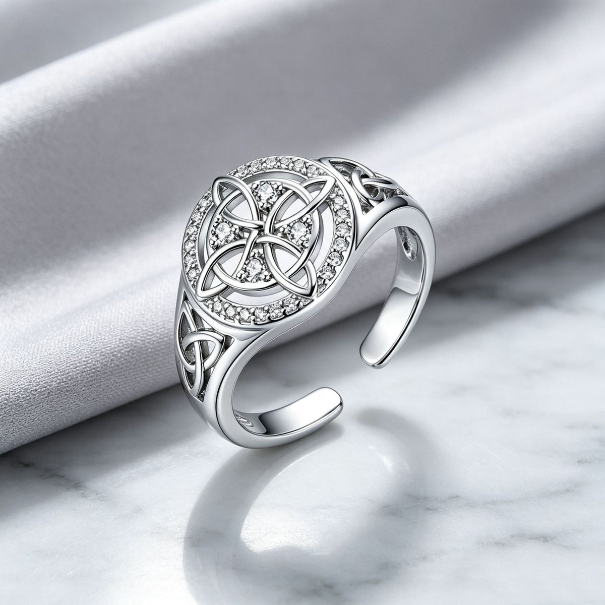Classy Two-Tone Celtic Knot Open Ring