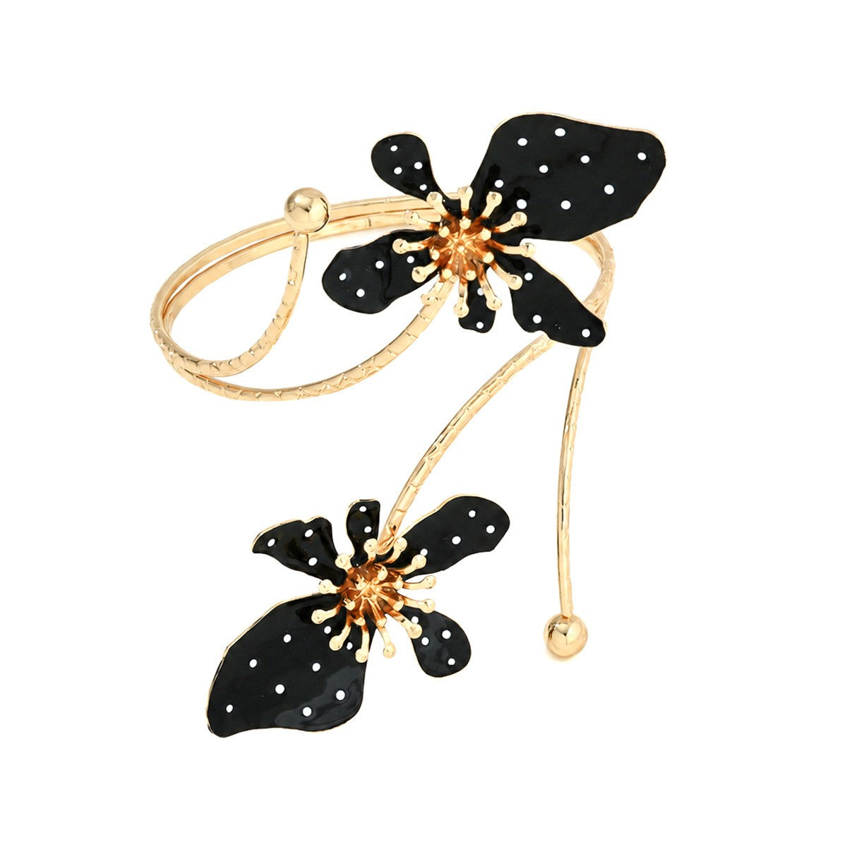 Classy Multi-Color Enamel Flower Cuff Bracelet