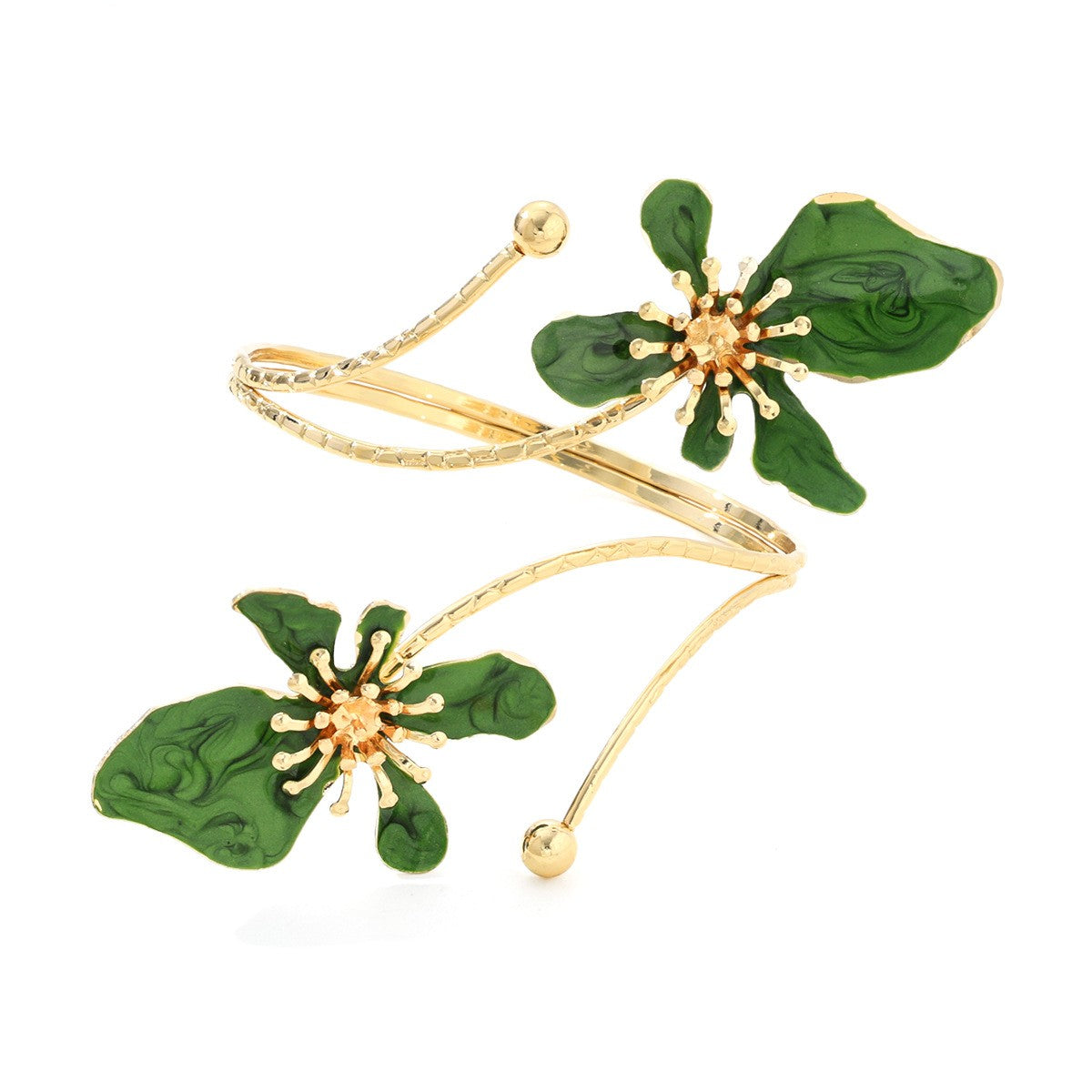 Classy Multi-Color Enamel Flower Cuff Bracelet