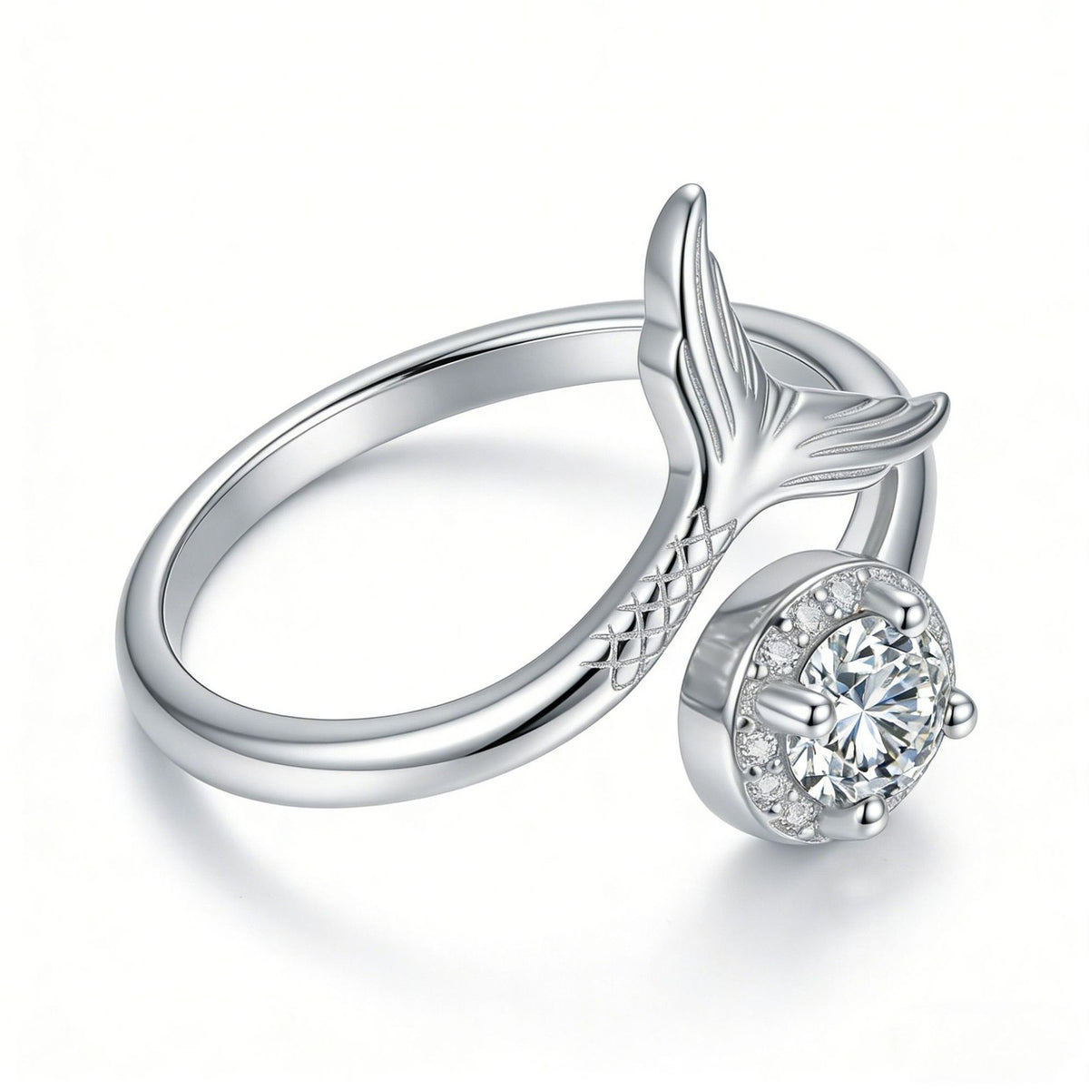 Romantic Fishtail Zirconia Open Ring