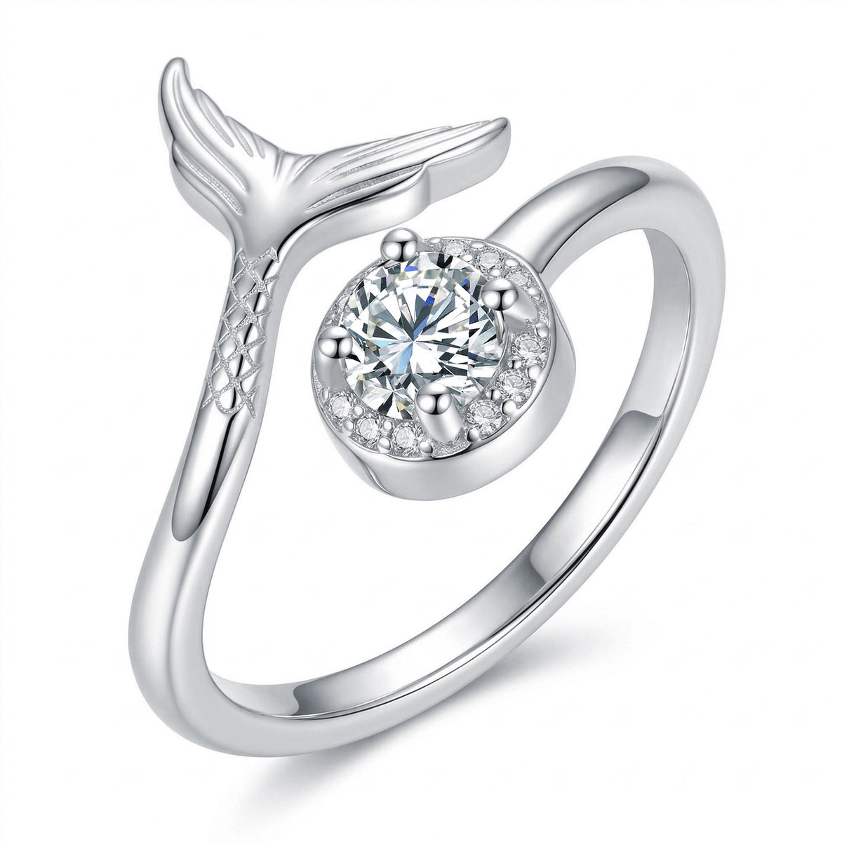 Romantic Fishtail Zirconia Open Ring