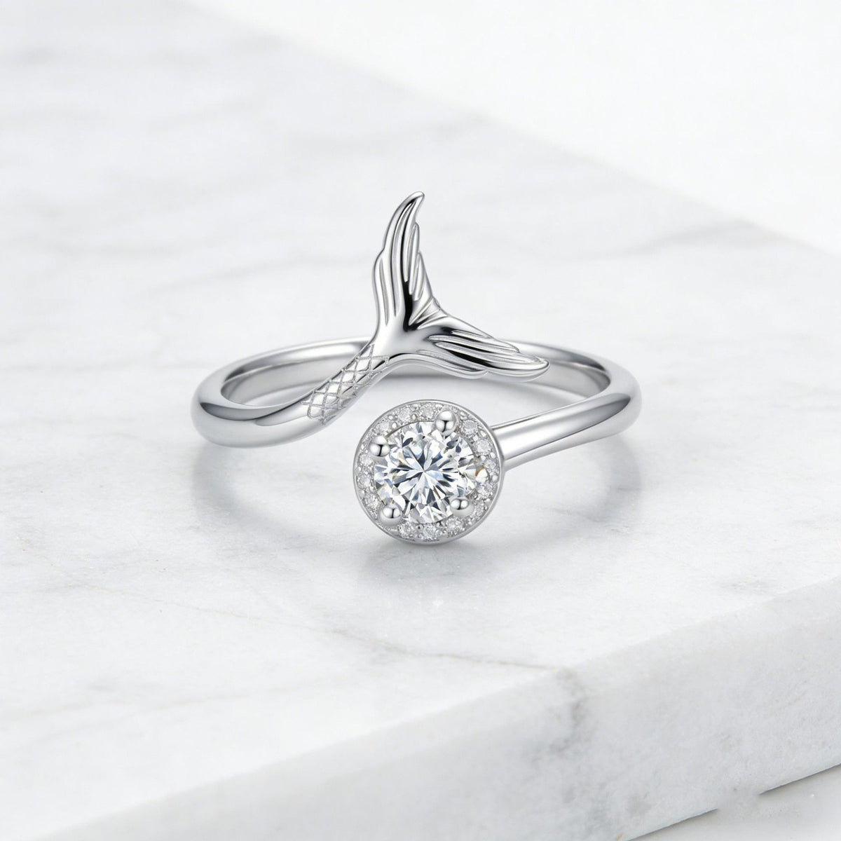 Romantic Fishtail Zirconia Open Ring