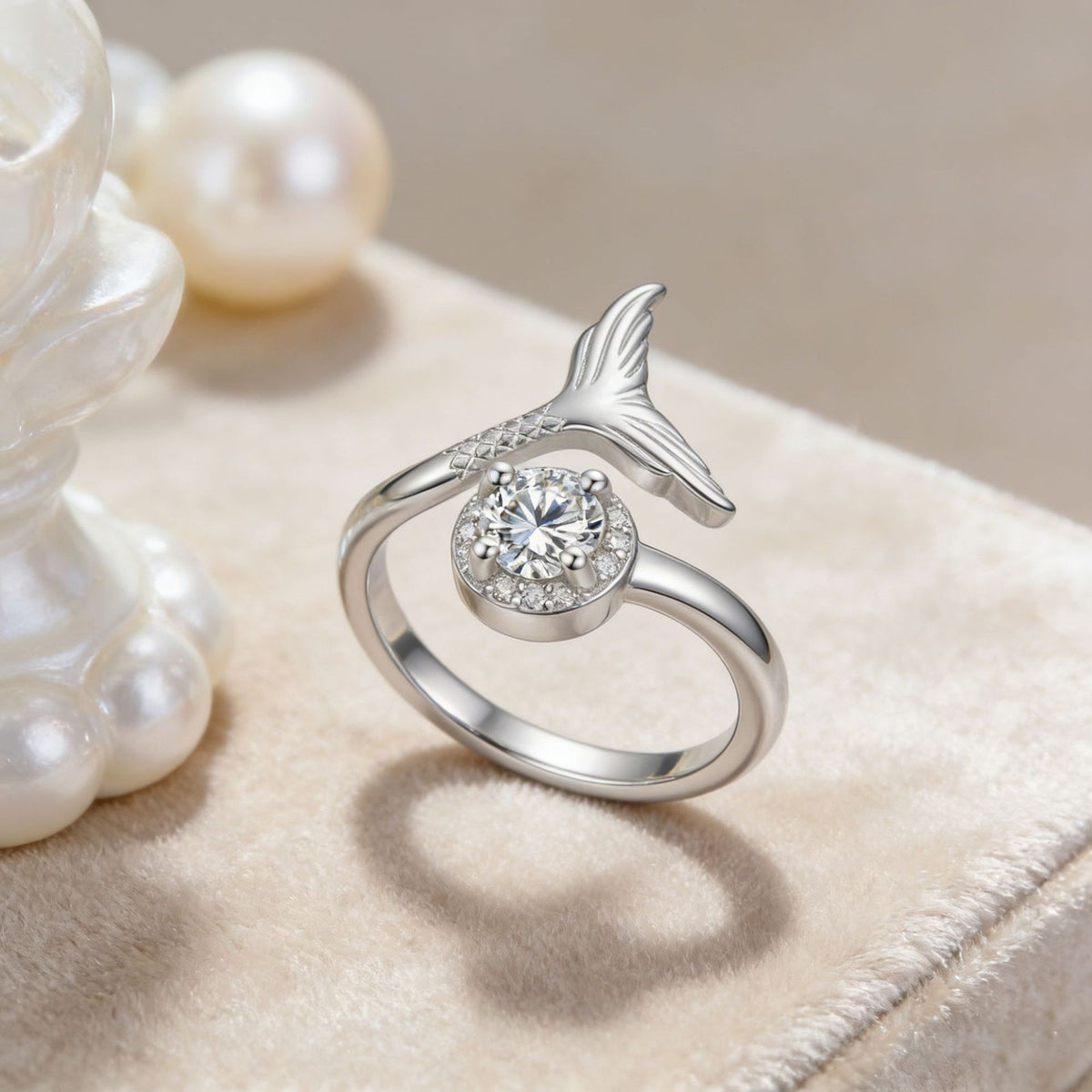 Romantic Fishtail Zirconia Open Ring