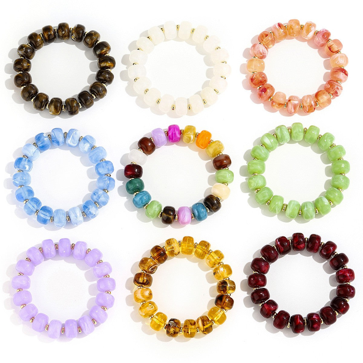 Boho Multicolor Resin Bead Bracelet