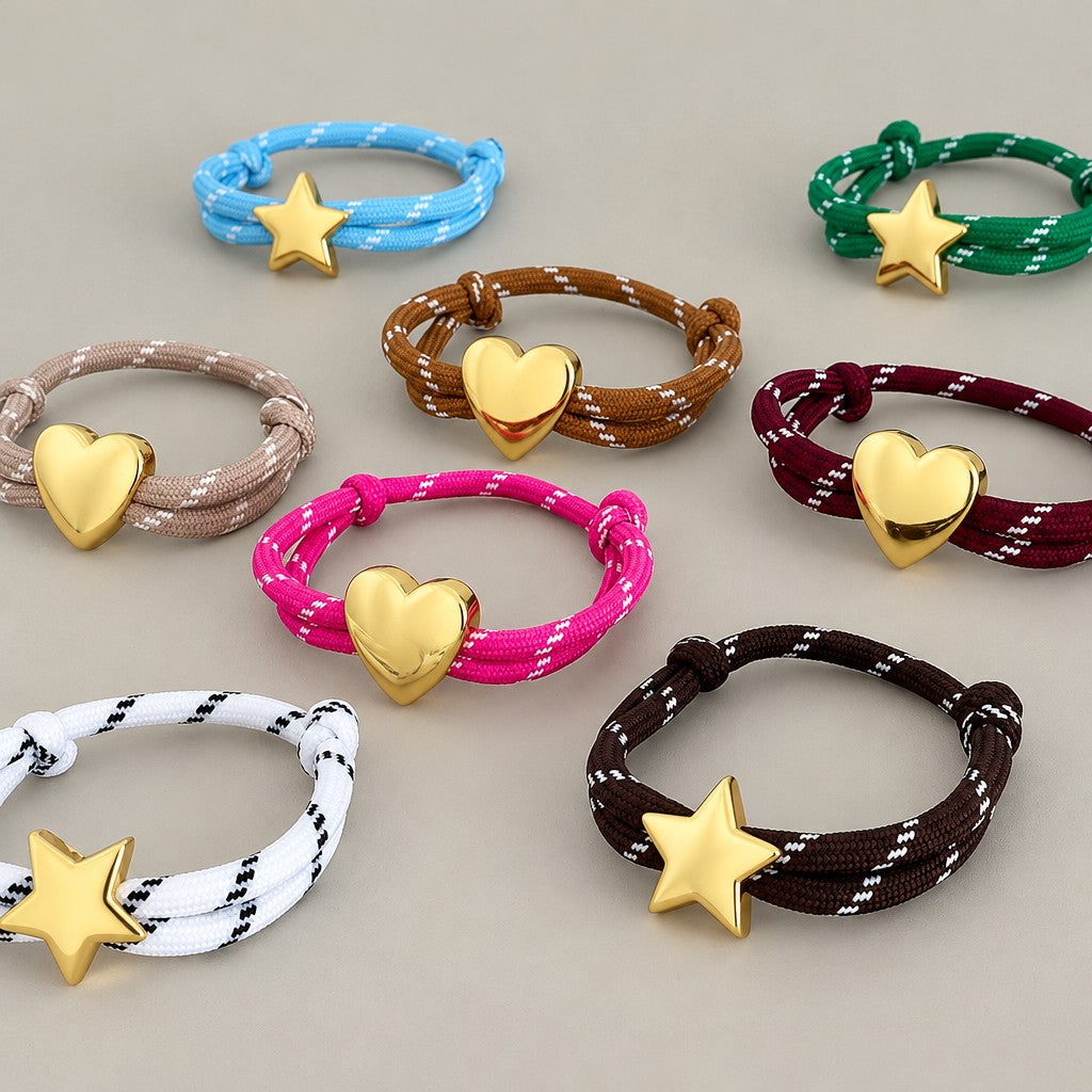 Boho Braided Star and Heart Bracelet