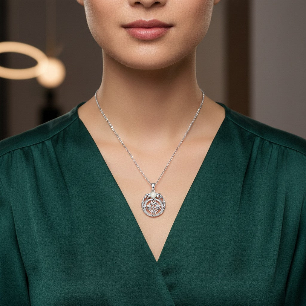 Elegant Celtic Knot Opal Necklace