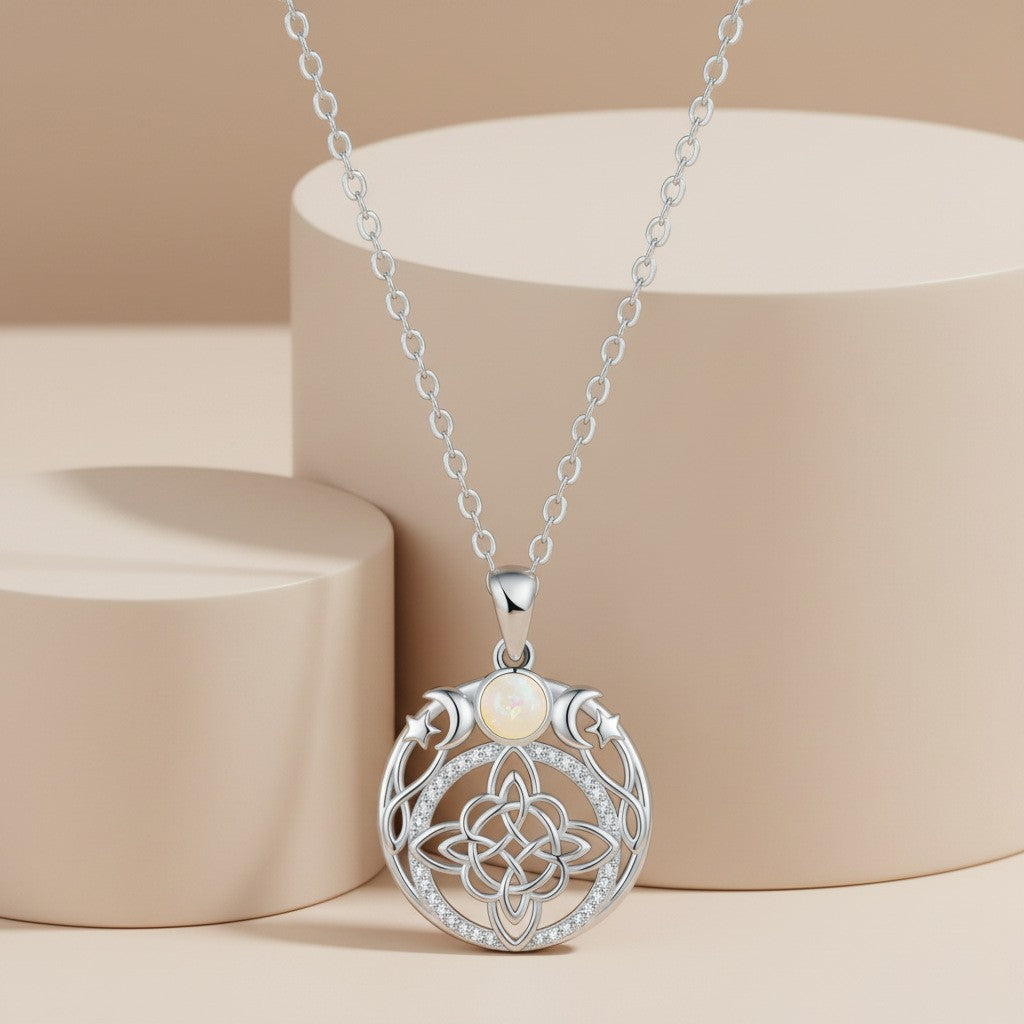 Elegant Celtic Knot Opal Necklace