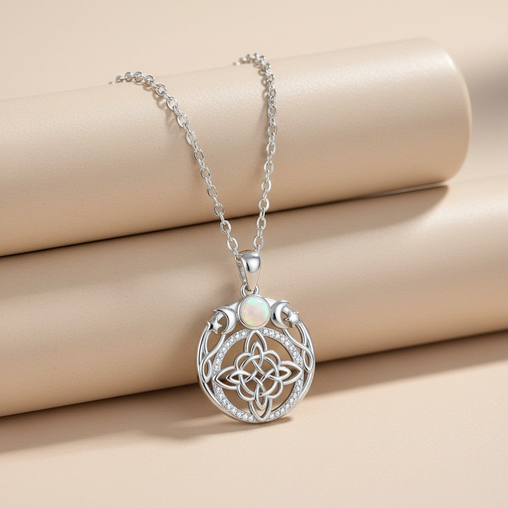 Elegant Celtic Knot Opal Necklace