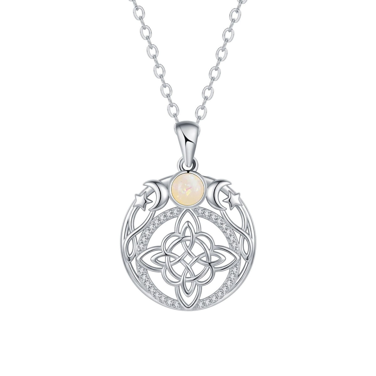 Elegant Celtic Knot Opal Necklace
