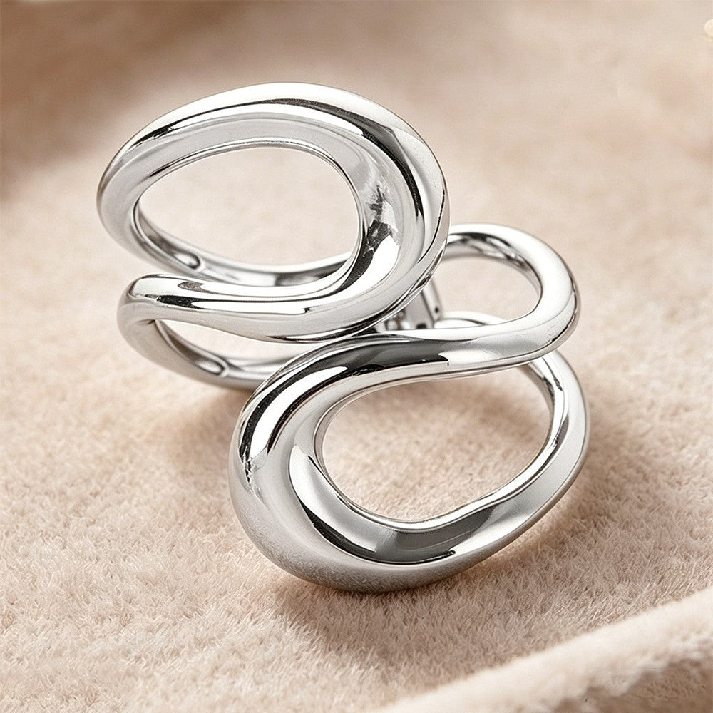 Classy Sculptural Wave Open Bangle