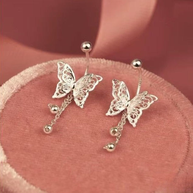 Dainty Butterfly Tassel Stud Earrings