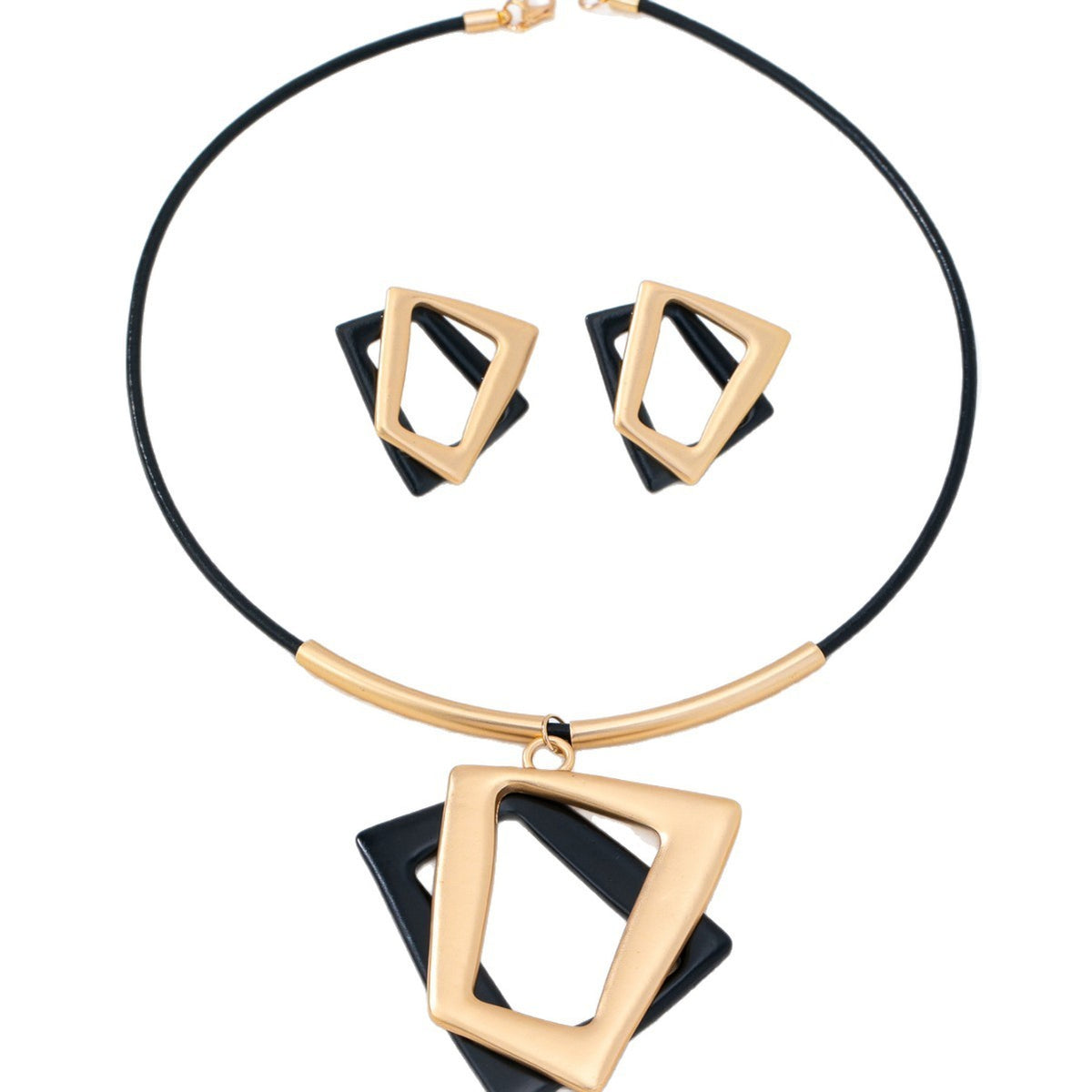 Classy Geometric Square Necklace & Earring Set