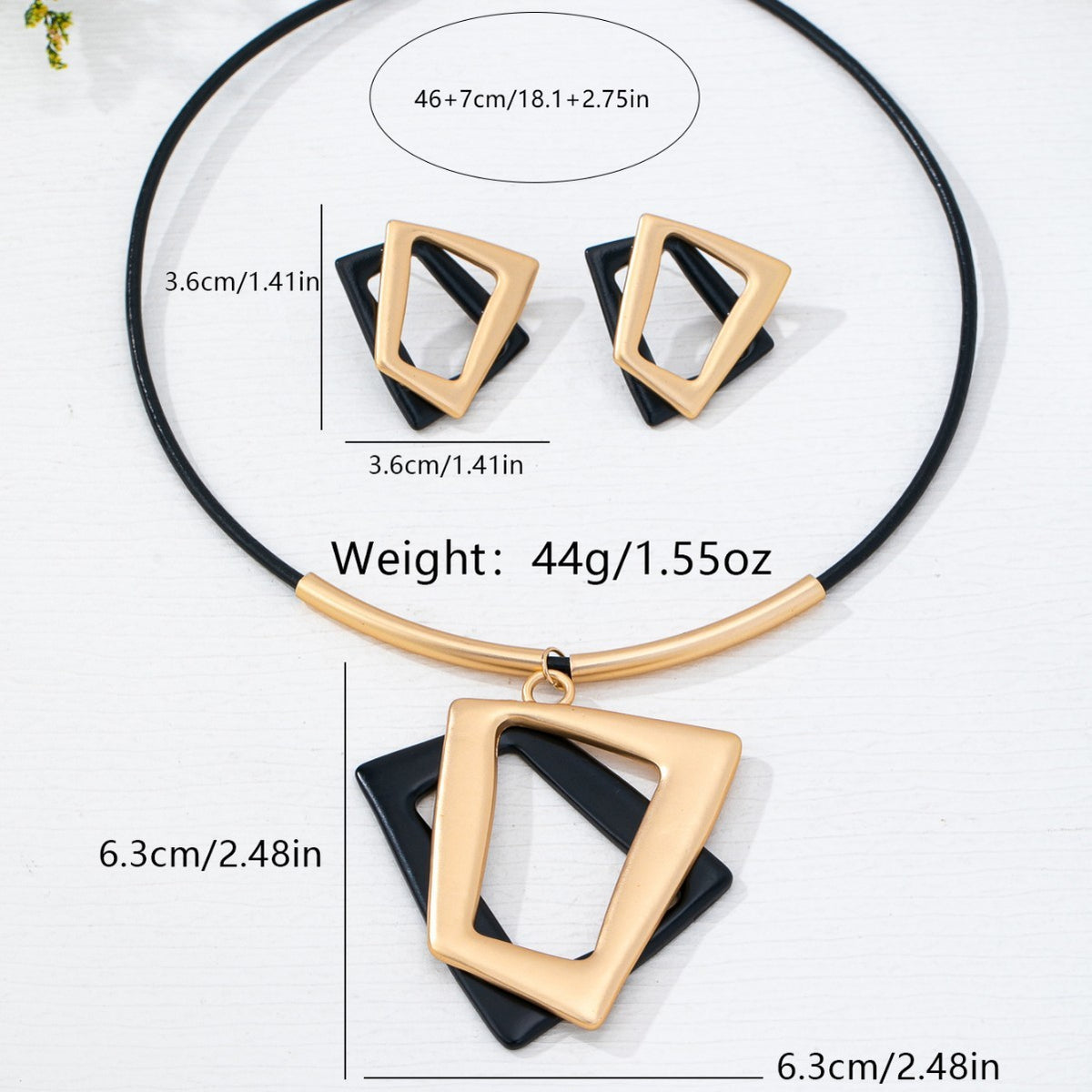 Classy Geometric Square Necklace & Earring Set