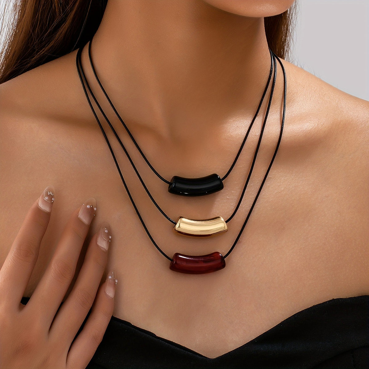 Vintage Multi-Layer Acrylic Tube Necklace