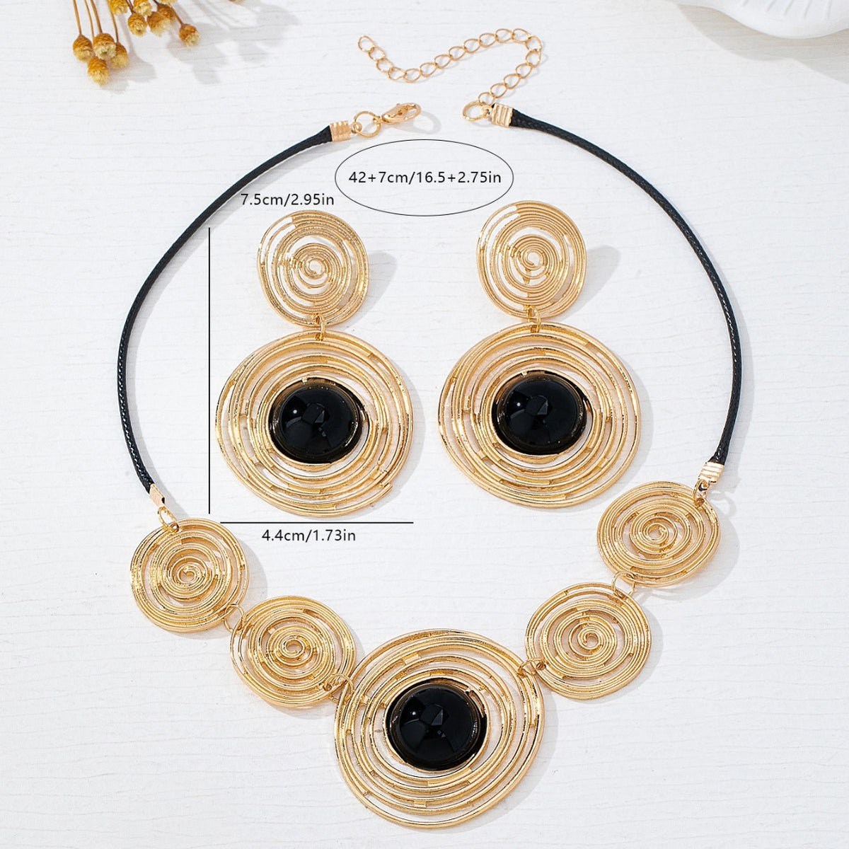 Classy Vintage Spiral Circle Necklace & Earring Set