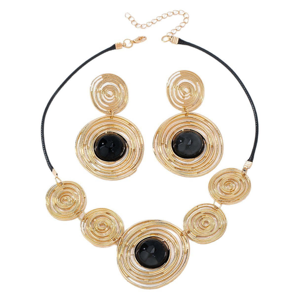 Classy Vintage Spiral Circle Necklace & Earring Set
