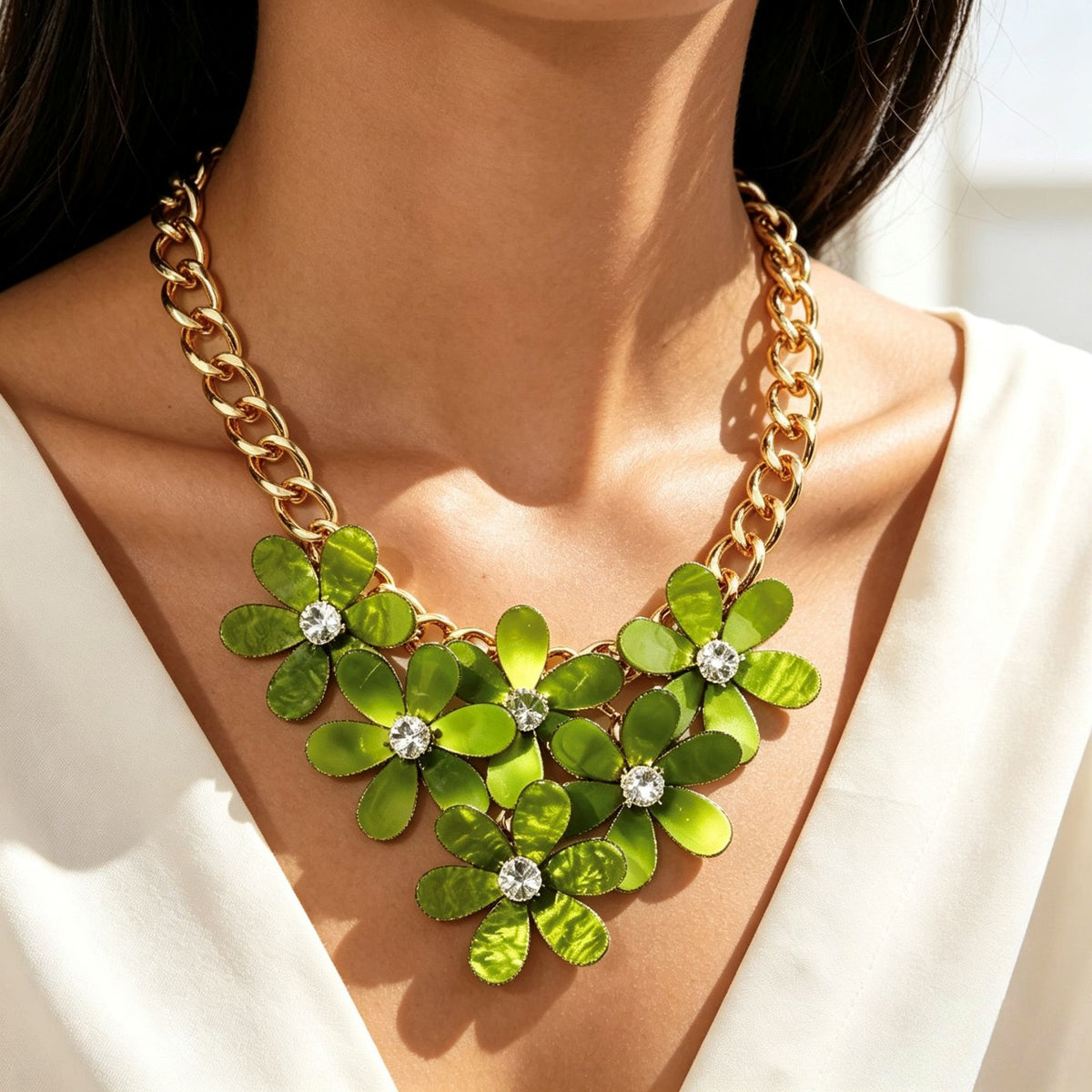 Romantic Acrylic Flower Cluster Necklace