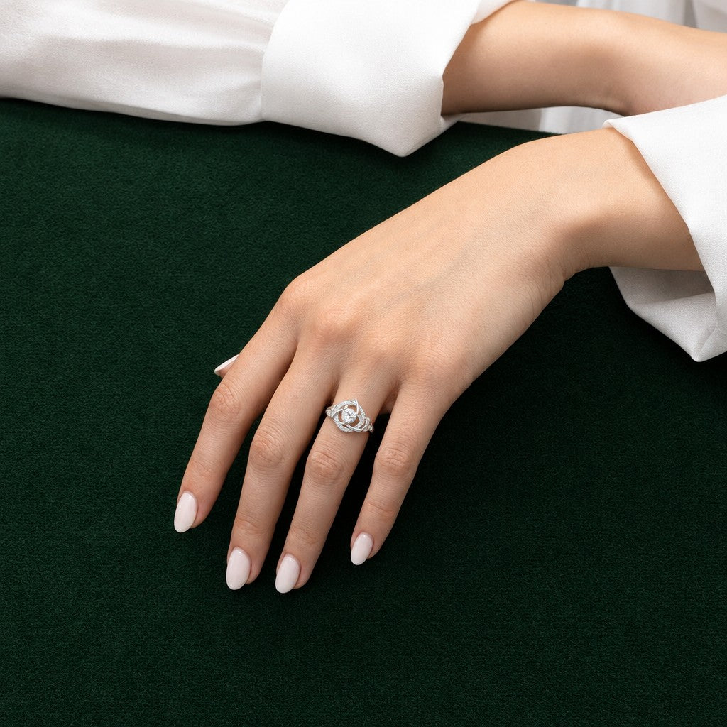 Romantic Celtic Knot Zirconia Ring