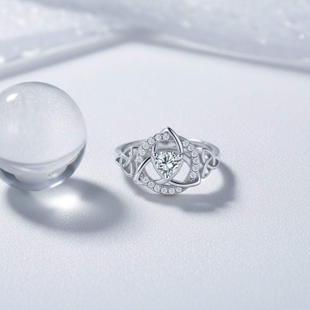 Romantic Celtic Knot Zirconia Ring