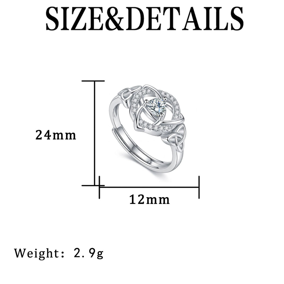 Romantic Celtic Knot Zirconia Ring