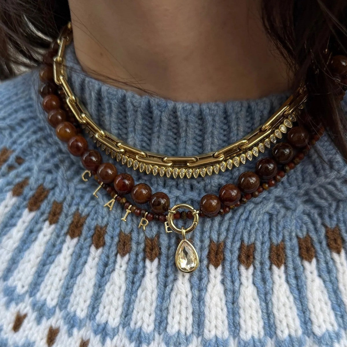 Classy Multi-Color Beaded Pendant Necklace