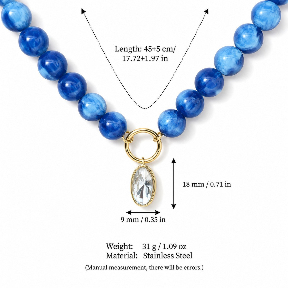 Classy Multi-Color Beaded Pendant Necklace