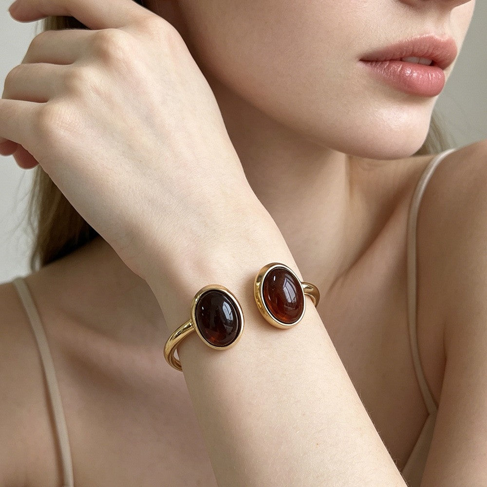 Vintage Oval Resin Open Cuff Bracelet