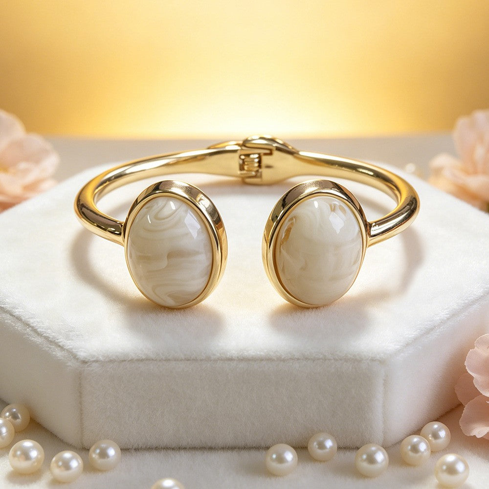 Vintage Oval Resin Open Cuff Bracelet