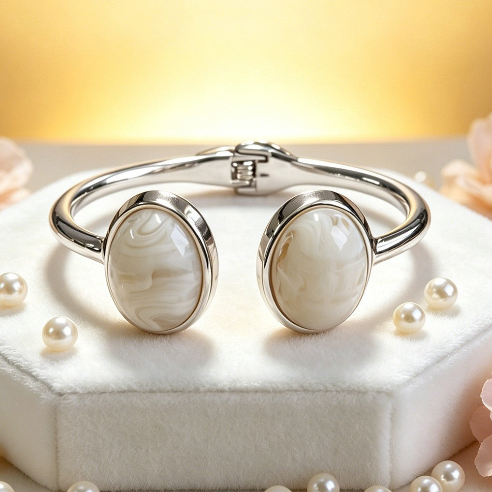 Vintage Oval Resin Open Cuff Bracelet