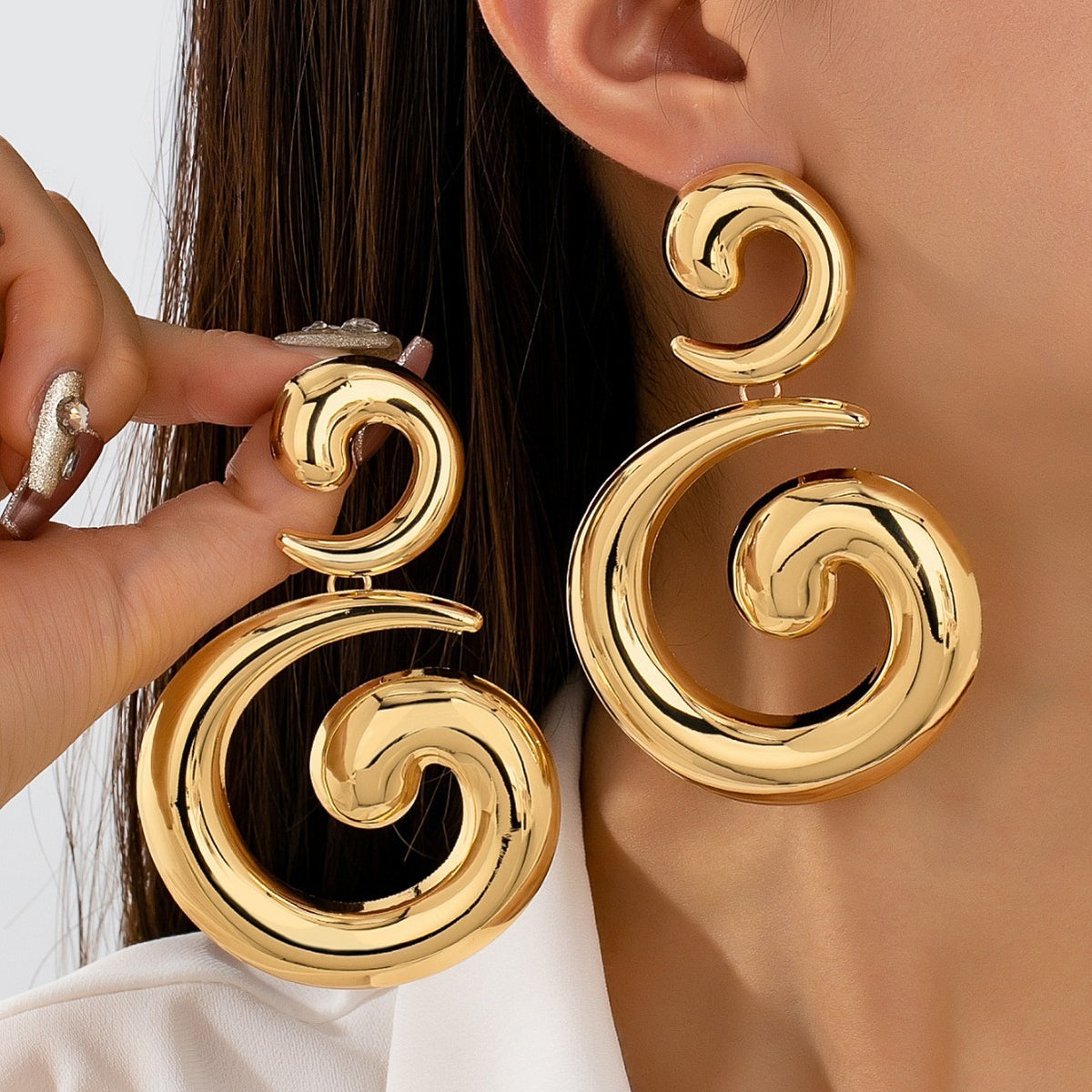 Classy Vintage Geometric Spiral Dangle Earrings