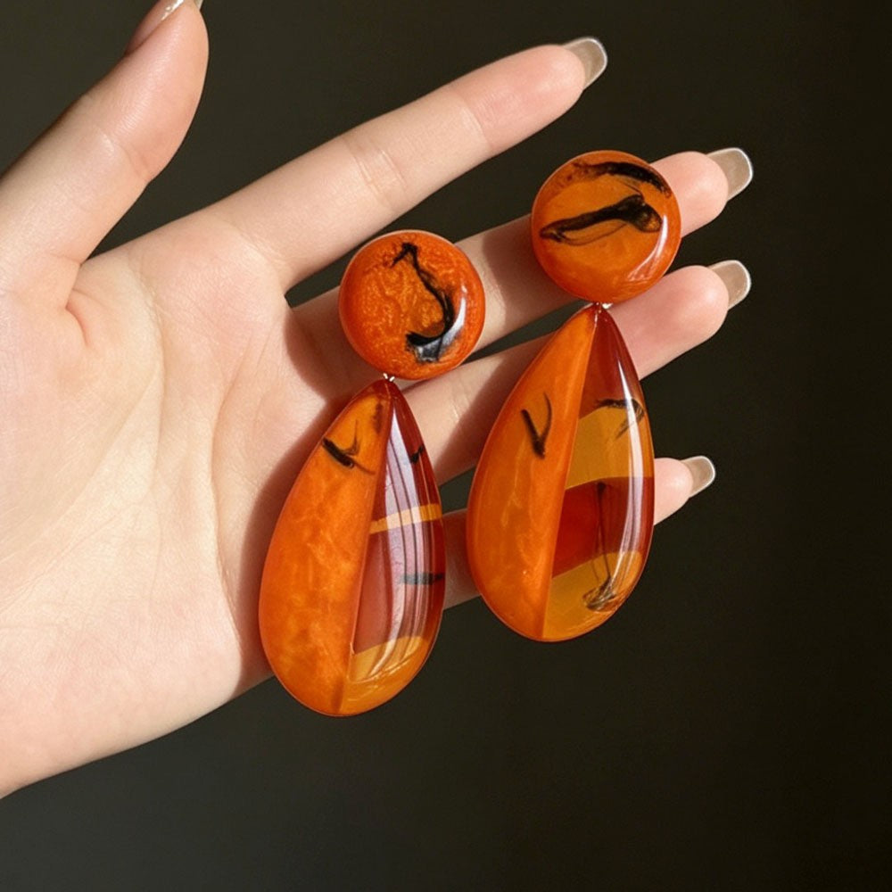 Classy Amber Split Teardrop Earrings