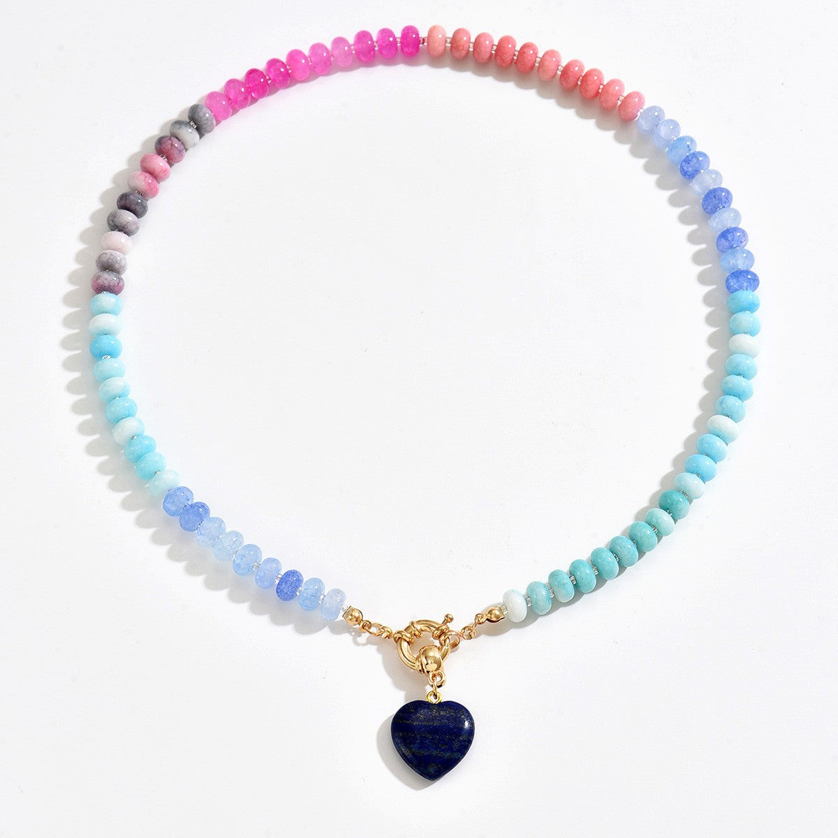 Dainty Gradient Stone Heart Necklace