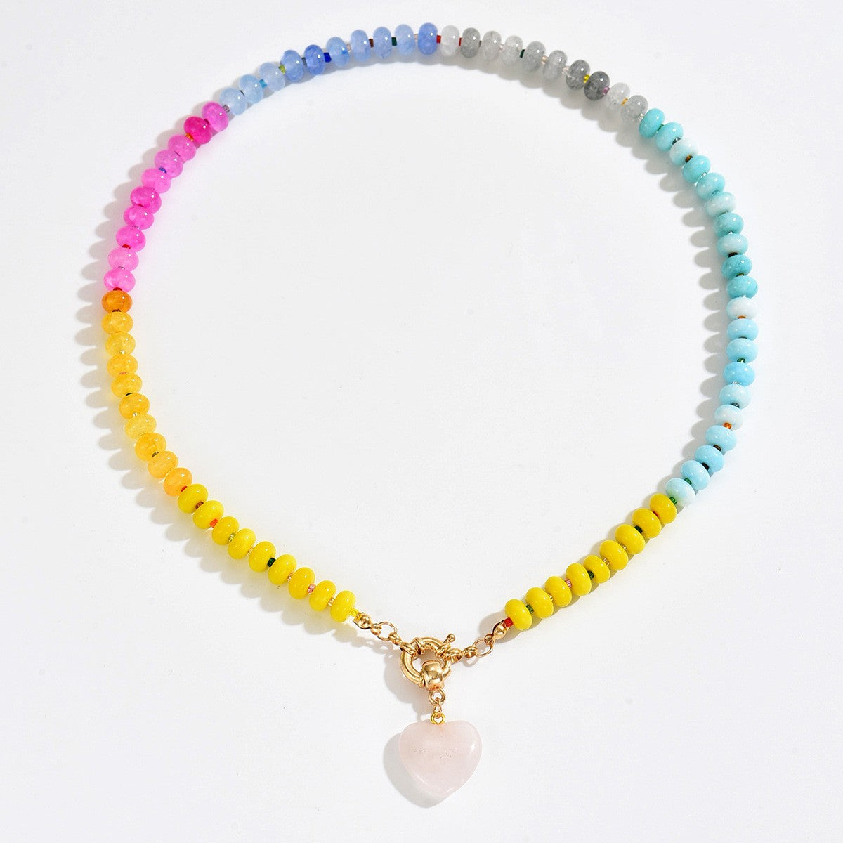 Dainty Gradient Stone Heart Necklace