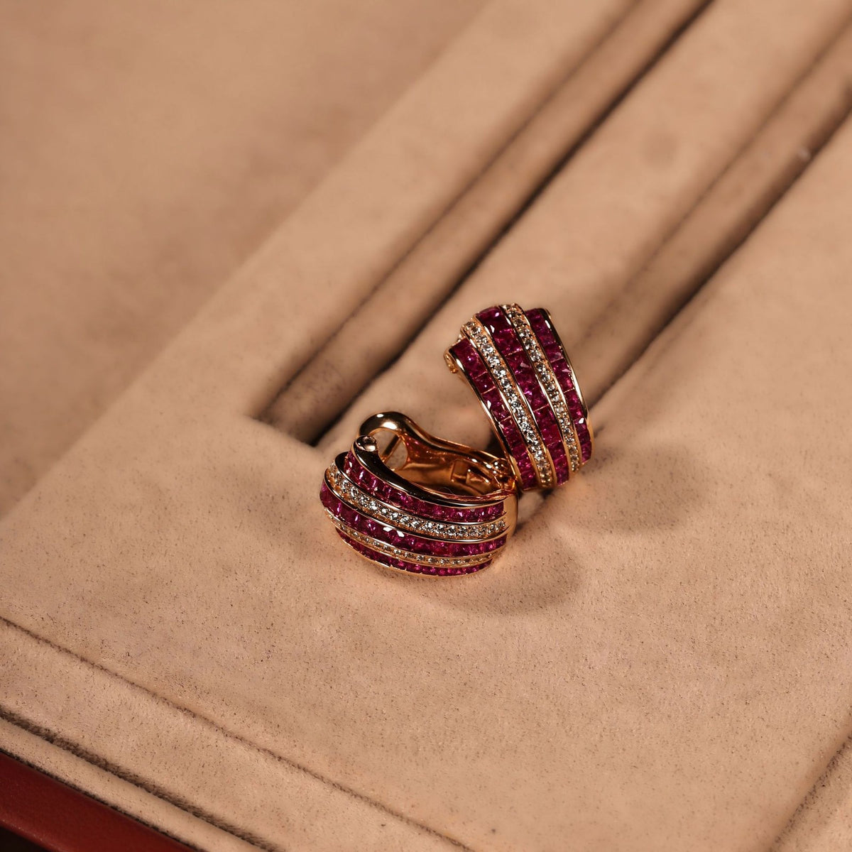 S925 Vintage Ruby Bangle, Ring & Earring Set