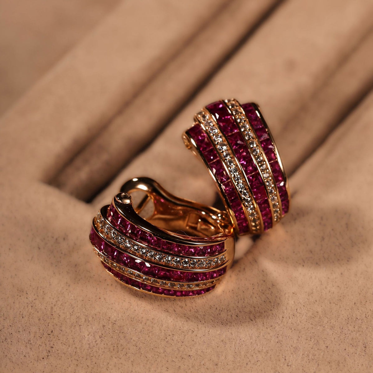 S925 Vintage Ruby Bangle, Ring & Earring Set