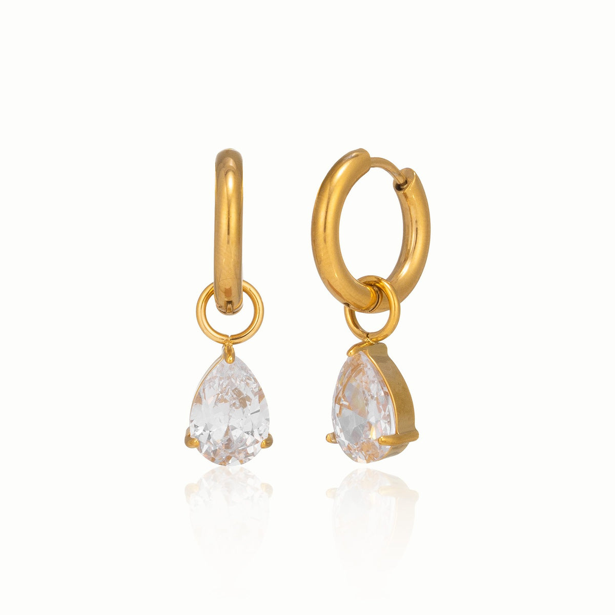 18k Dainty Teardrop Zircon Huggie Earrings