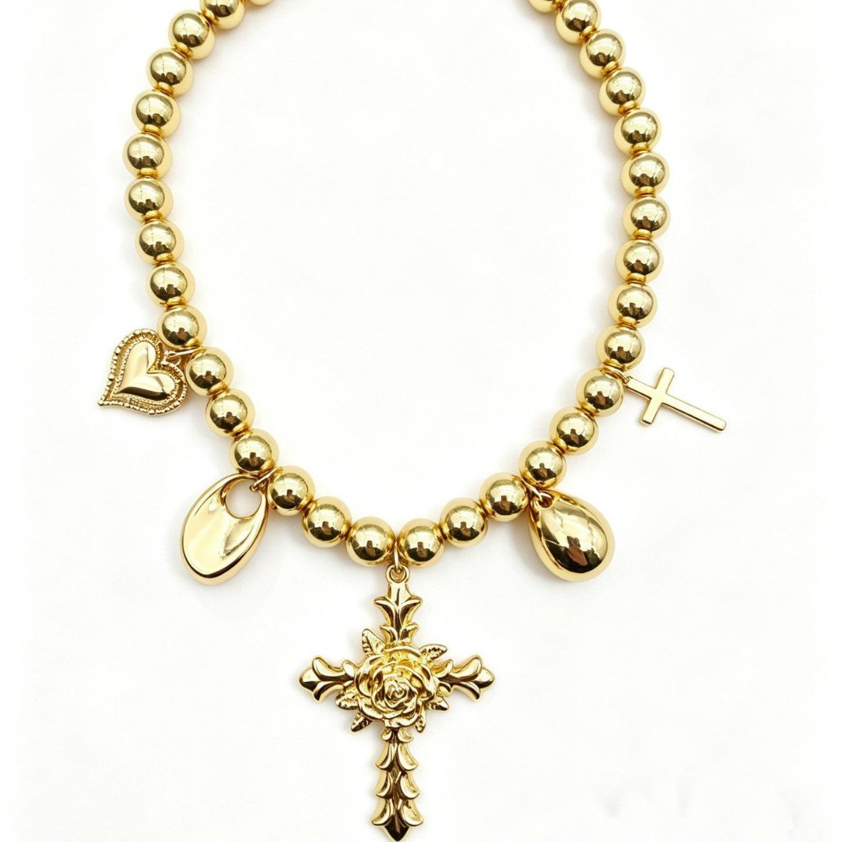 Boho Rose Cross Beaded Necklace