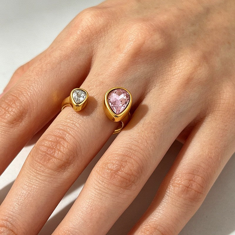 18k Classy Mixed Geometric Open Ring