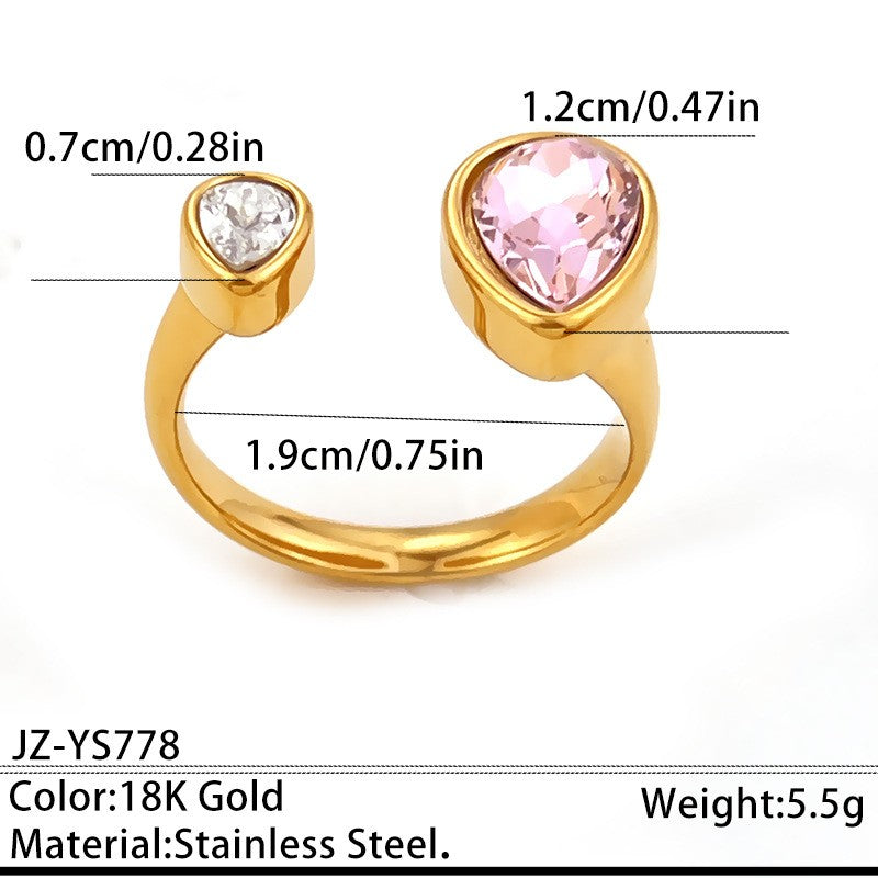 18k Classy Mixed Geometric Open Ring
