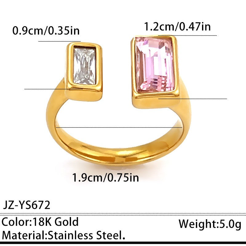 18k Classy Mixed Geometric Open Ring