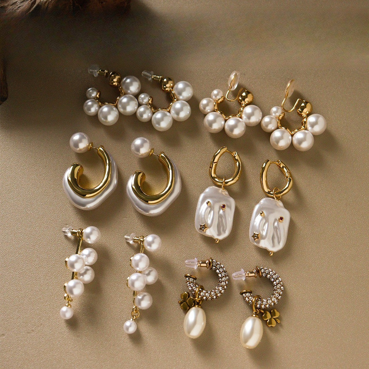 Elegant Faux Pearl C-Hoop Earring Set