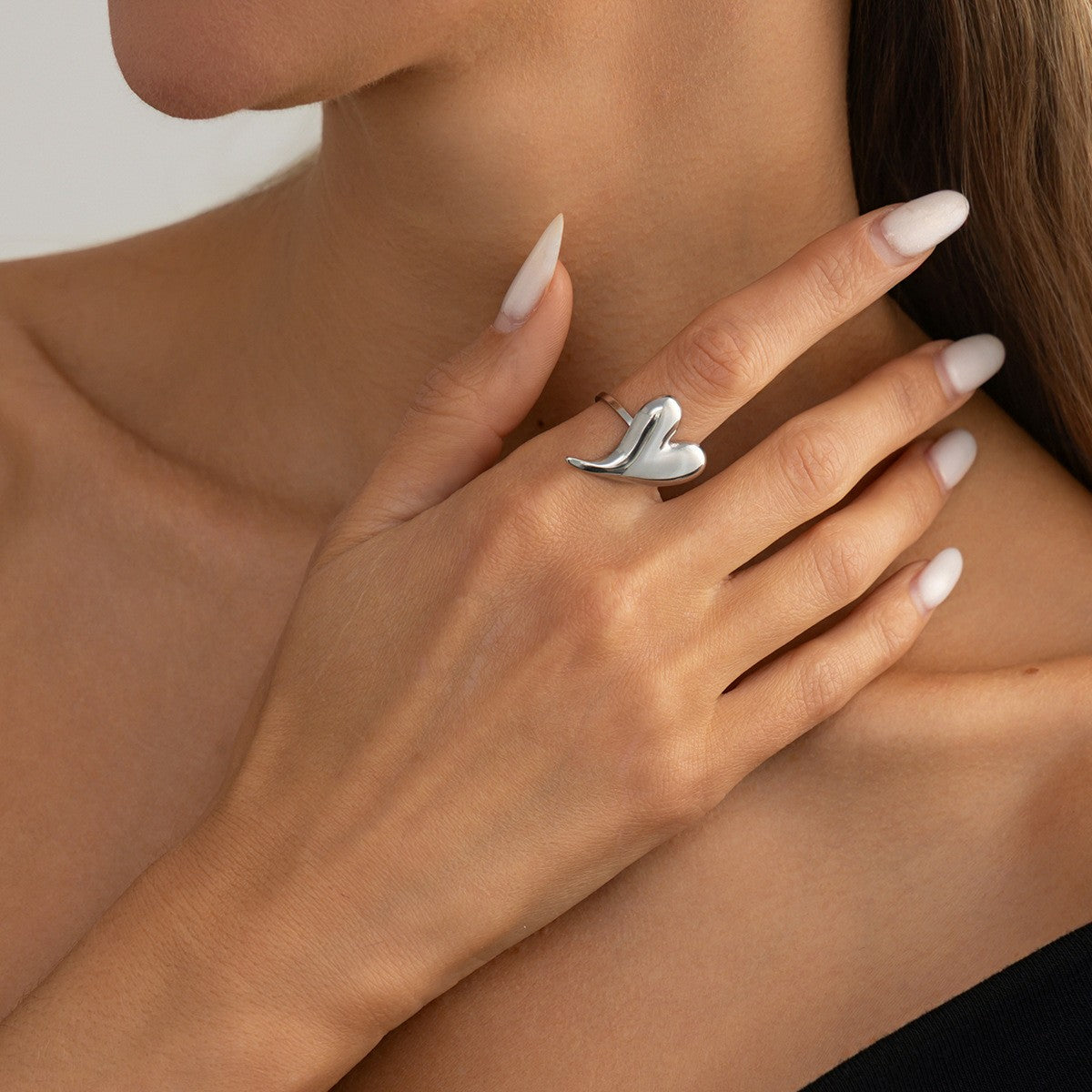 Classy Liquid Heart Open Ring