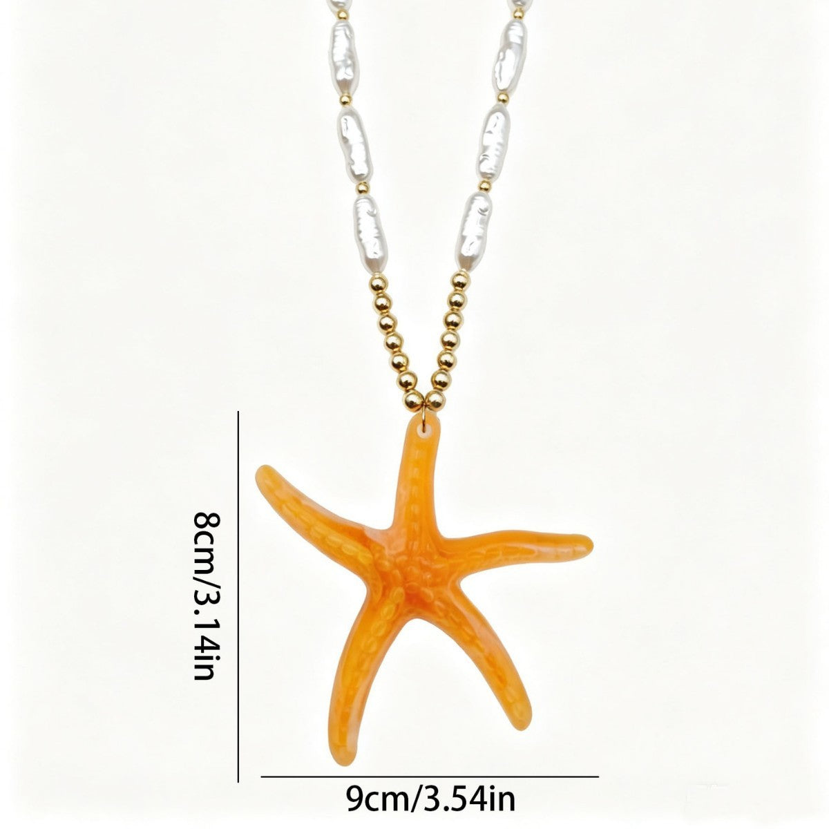 Boho Layered Faux Pearl Colorful Starfish Necklace
