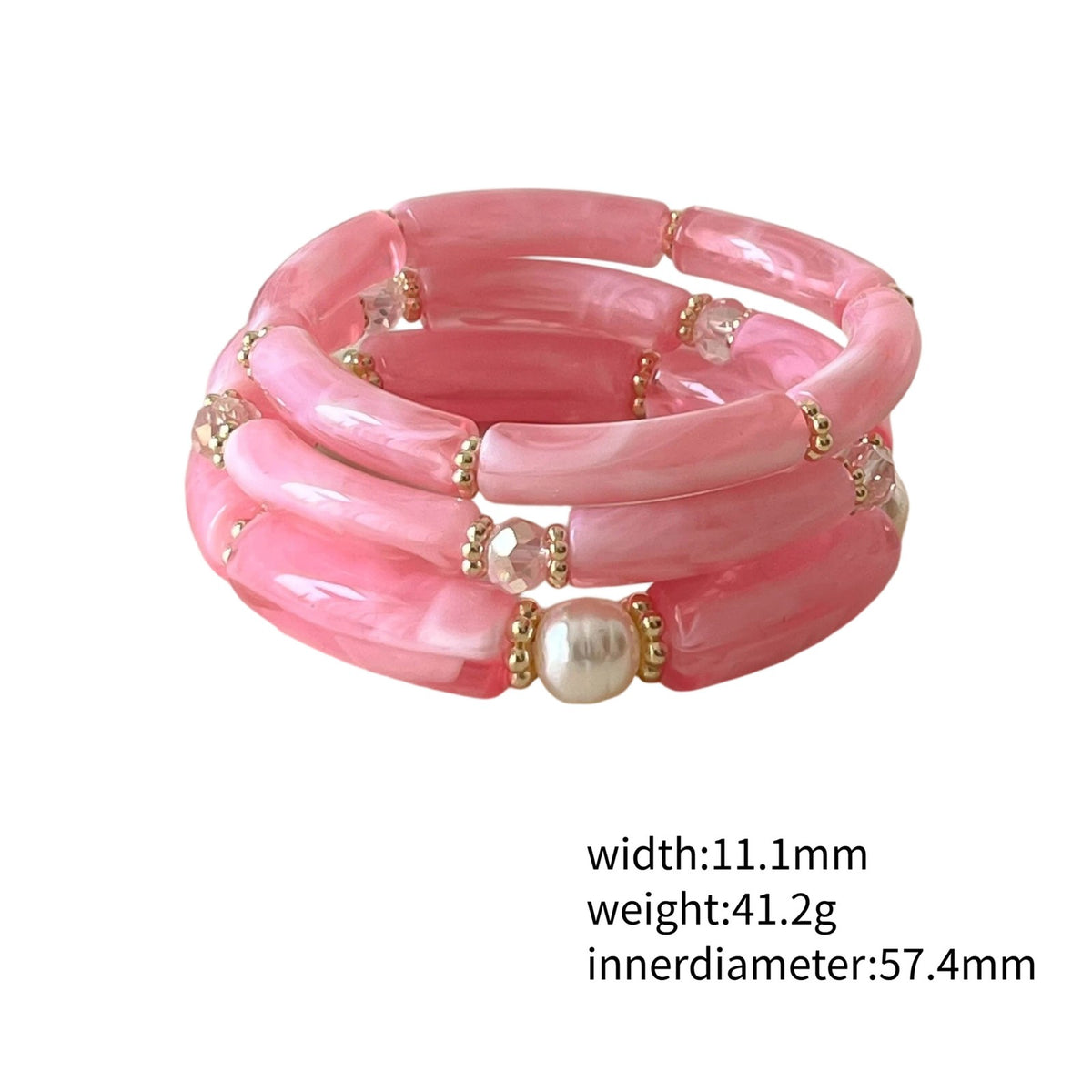 3pc Boho Amber Tube Bracelet Set