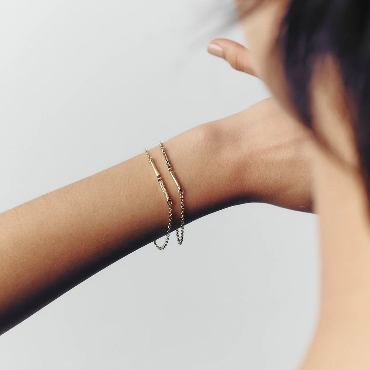 Dainty Geometric Bar Chain Bracelet