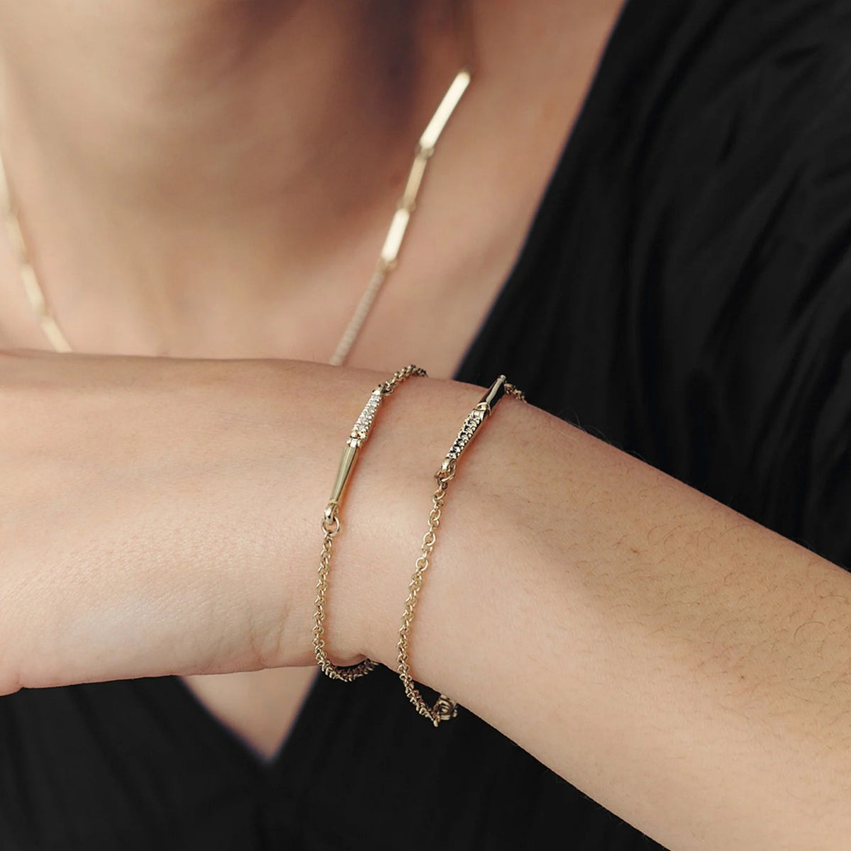 Dainty Geometric Bar Chain Bracelet