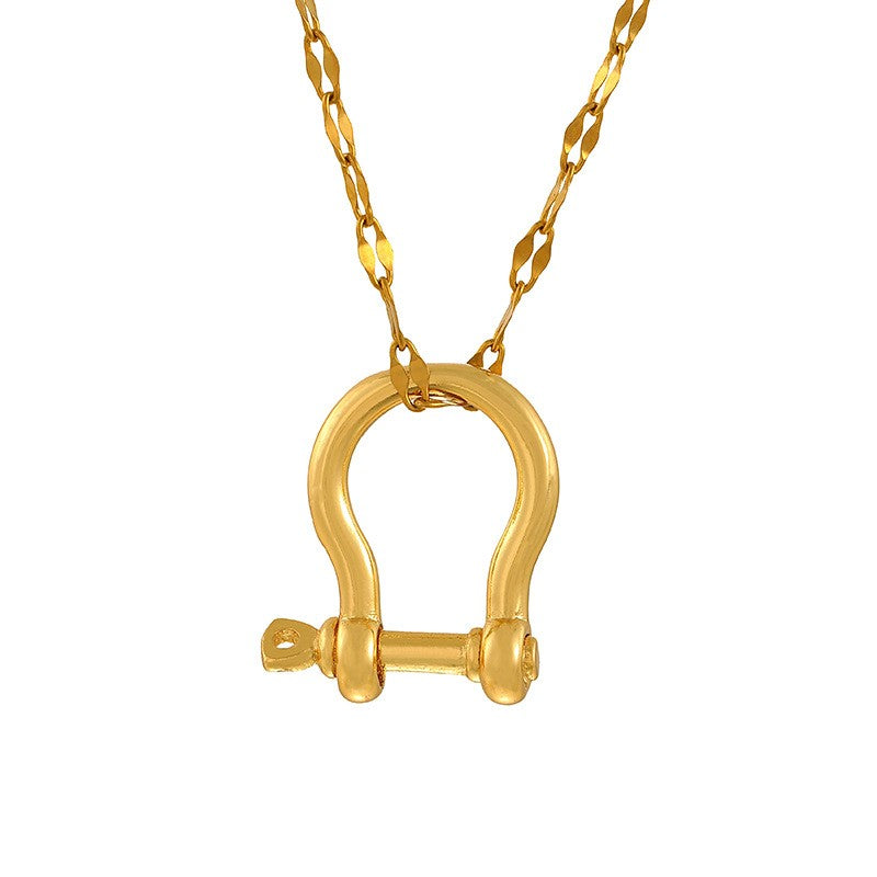 Classy Geometric Horseshoe & Ring Layered Necklace