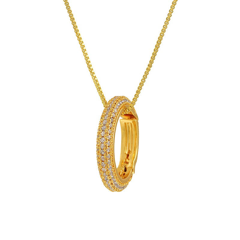 Classy Geometric Horseshoe & Ring Layered Necklace