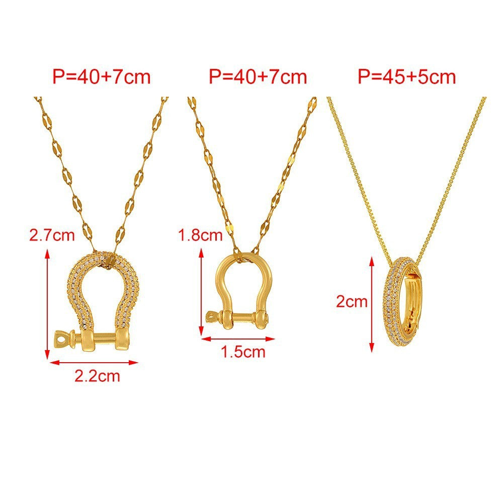 Classy Geometric Horseshoe & Ring Layered Necklace