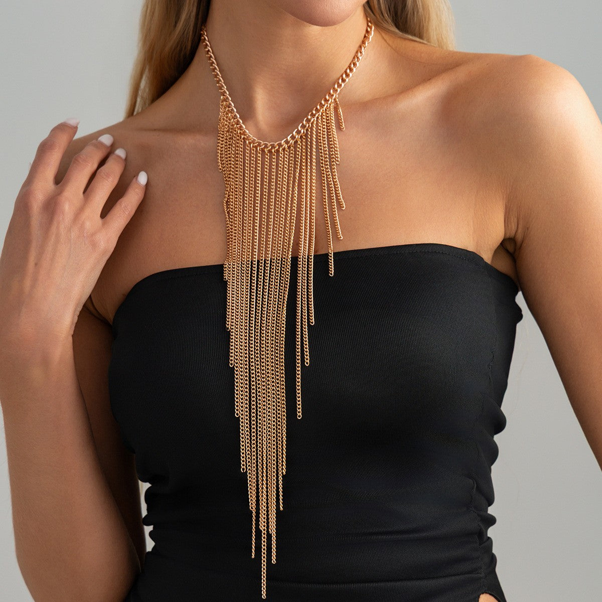 Statement Cascading Chain Fringe Necklace